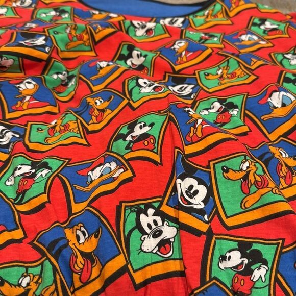 VTG Disney Reversible Sweatshirt AOP Donald Duck Mickey Mouse Puffer M / L Adult - Picture 7 of 12